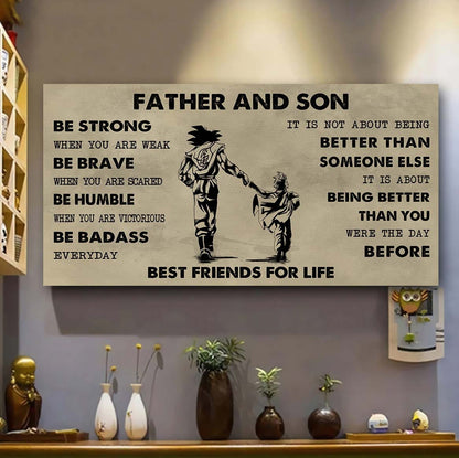 Biker Father And Daughter Best Friends For Life - Be Strong When You Are Weak Poster Canvas Gift For Son From Father