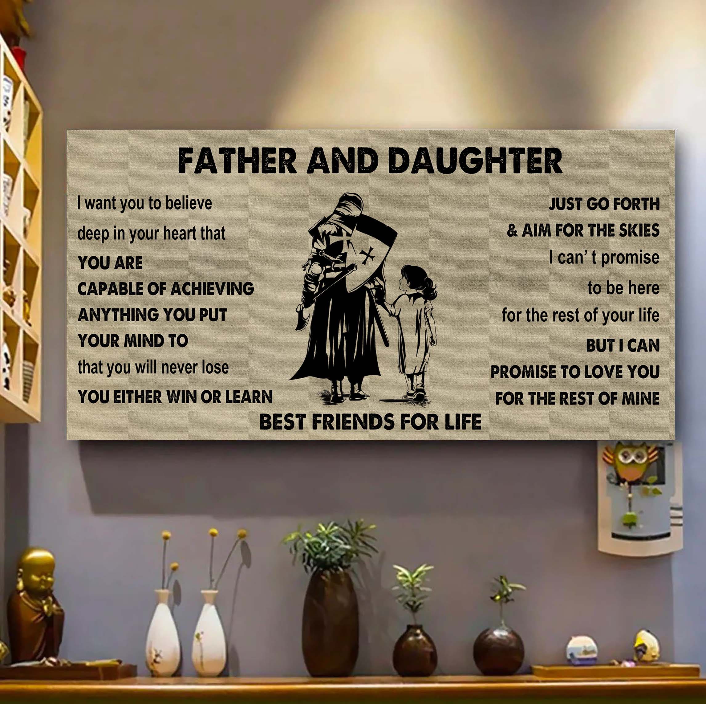 Biker Father And Daughter Best Friends For Life - Ver 2 You Will Never Lose Poster Canvas Gift For Daughter From Father