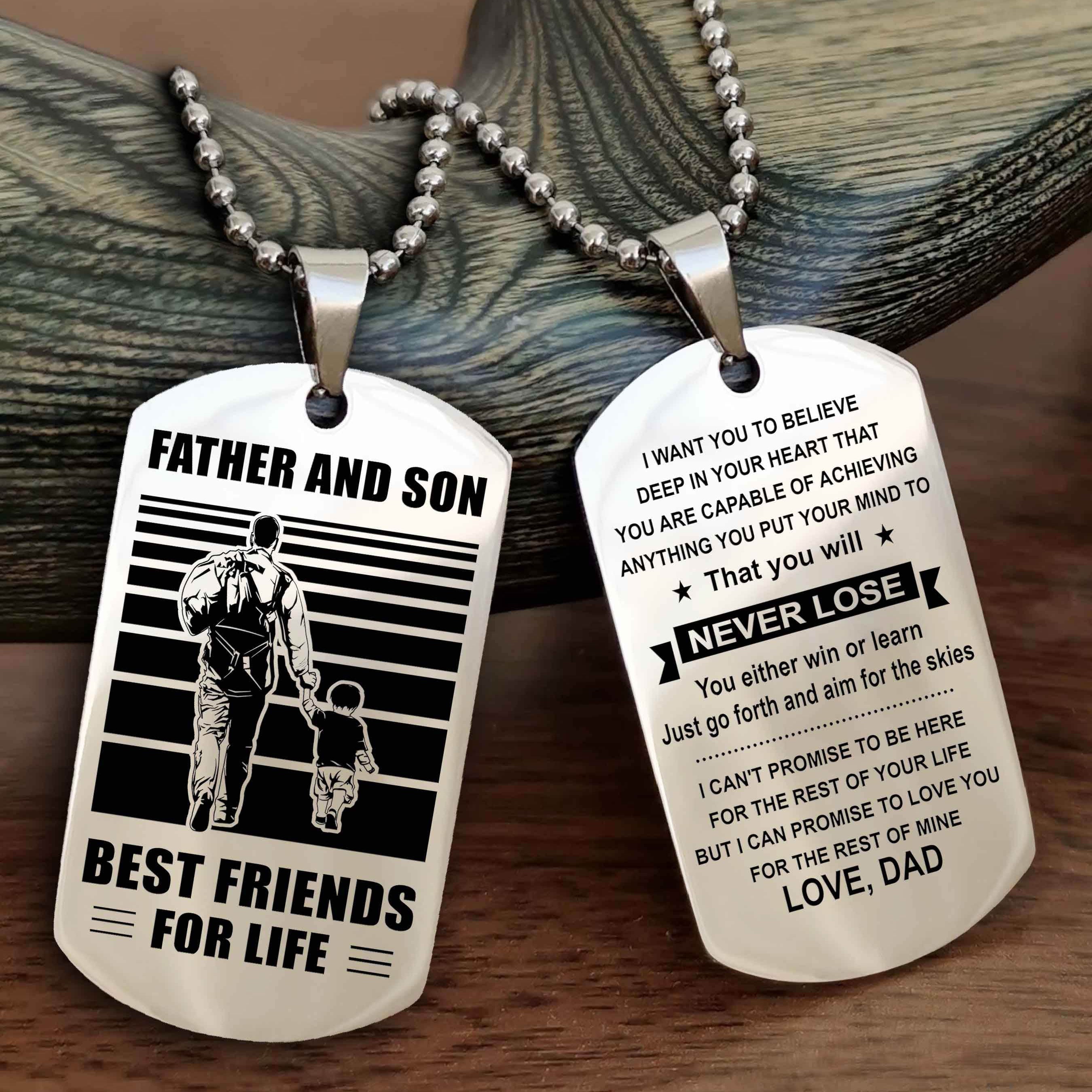 Cowboy Personalized Double Sided Dog Tag To My Son I Love You - You Will Never Lose You Either Win Or Learn From Dad To Son