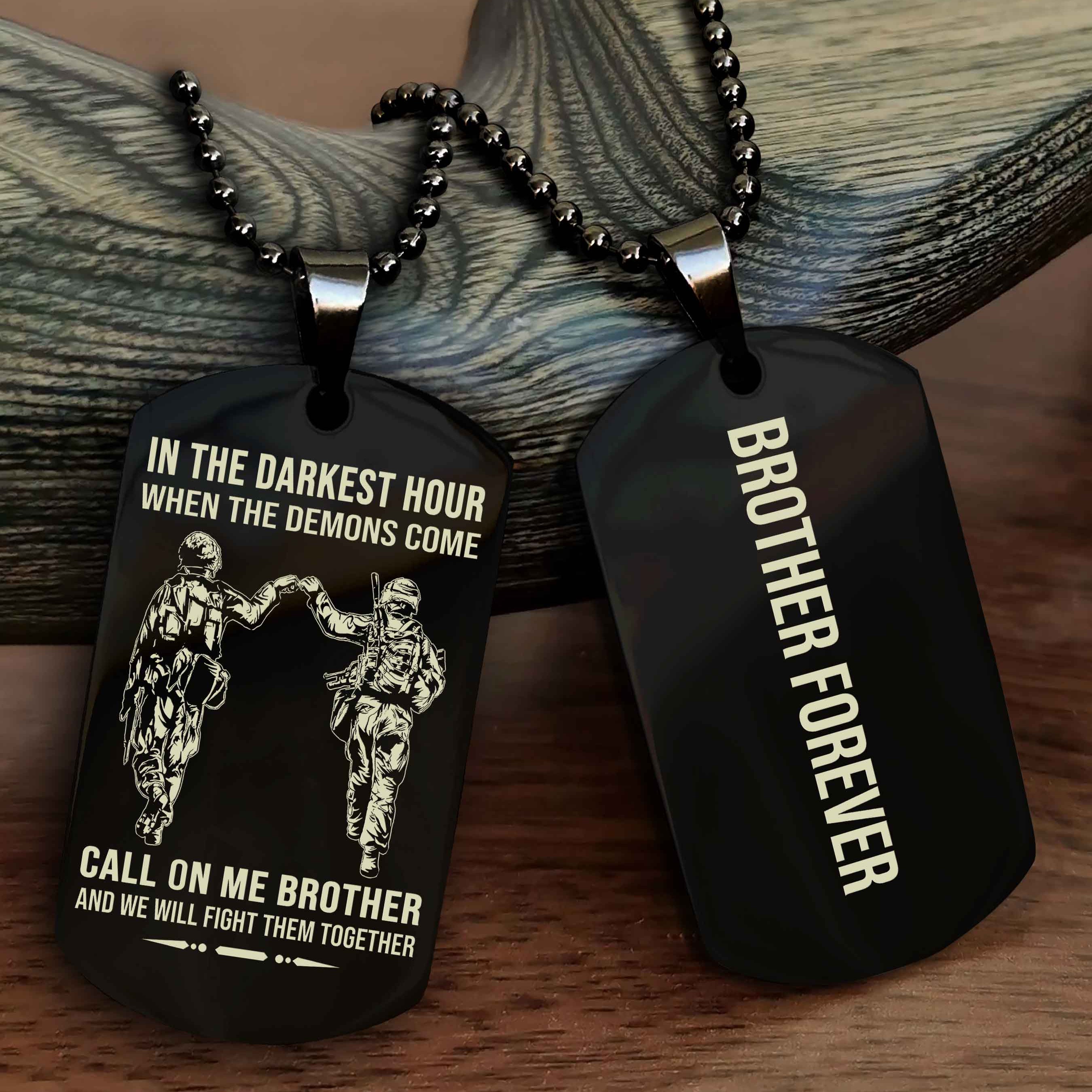 Cowboy Customizable engraved black dog tag double sided gift from brother, brother forevers