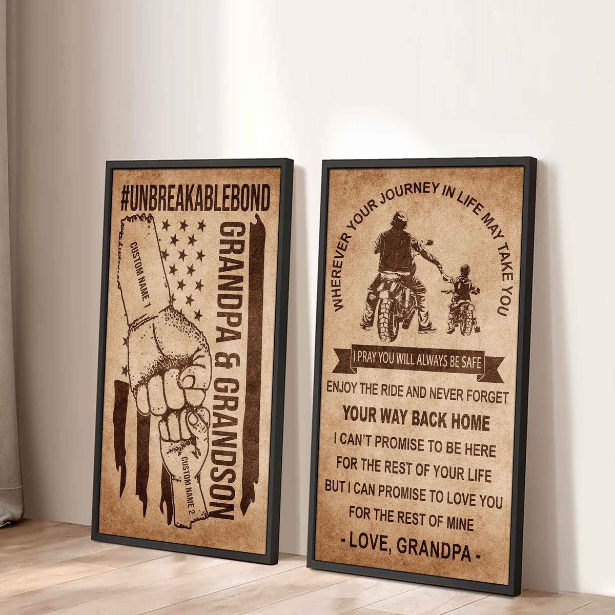 Unbreakable Bond Canvas Set Grandpa And Grandson Never Forget Your Way Back Home I Love You For The Rest Of Mine