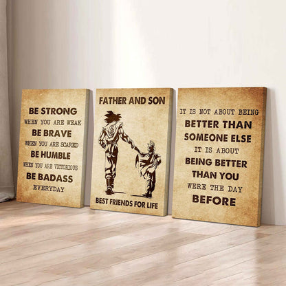 Combo 3 Biker Poster Canvas Be Strong When You Are Weak - It's Not About Being Better Than Someone Else It's About Being Better Than You Were The Day Before