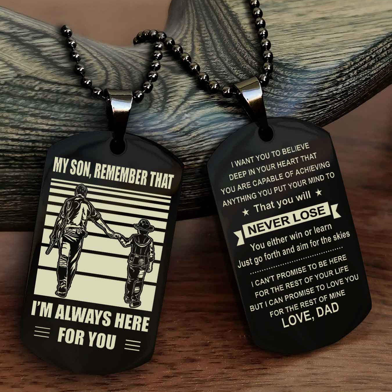 WD Personalized Double Side Dog Tag From Father To Son With Message On The Back Gift For Your Son