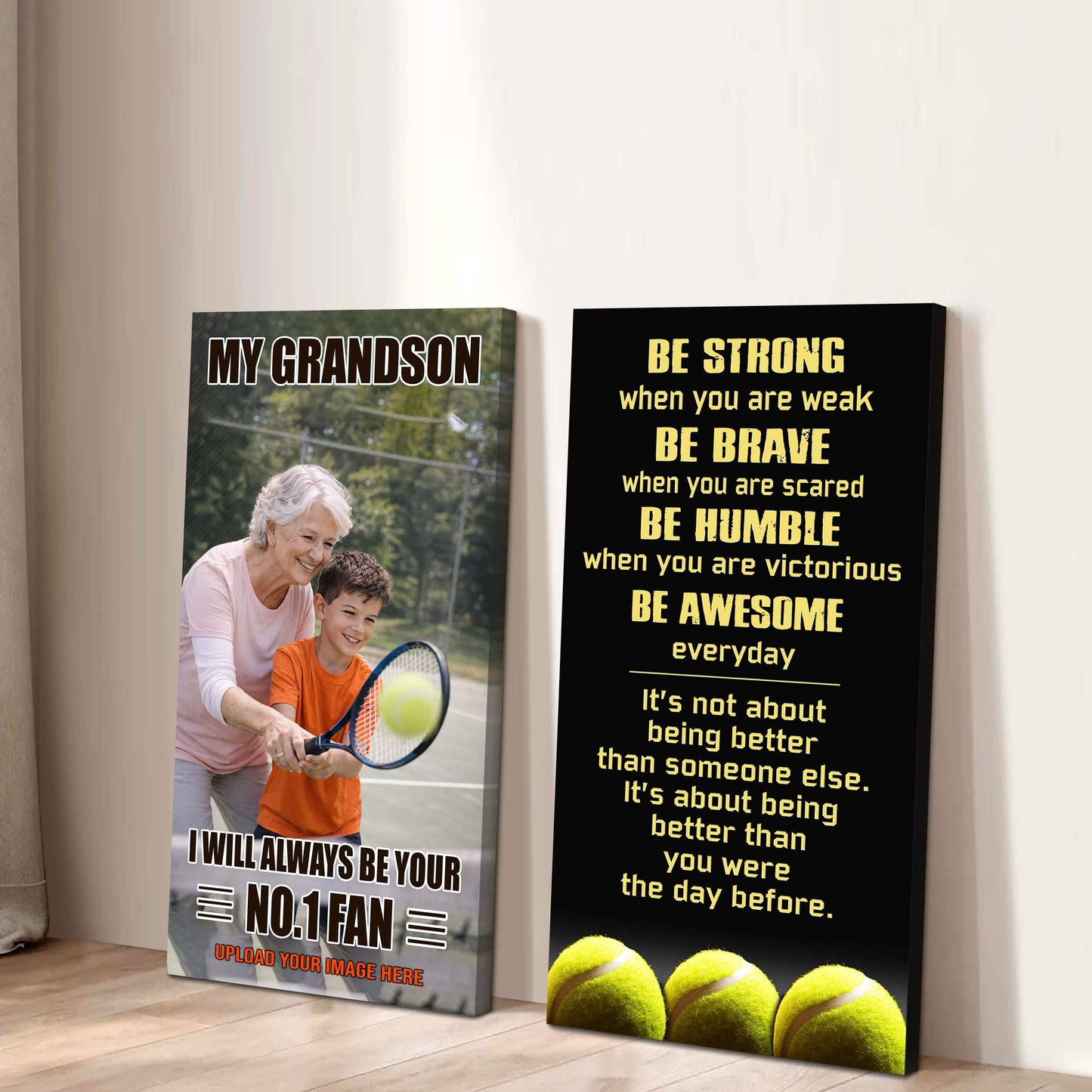 My Grandson Be Strong When You Are Weak Be Badass Everyday Set 2 Canvas Wall Art From Grandma To Grandson