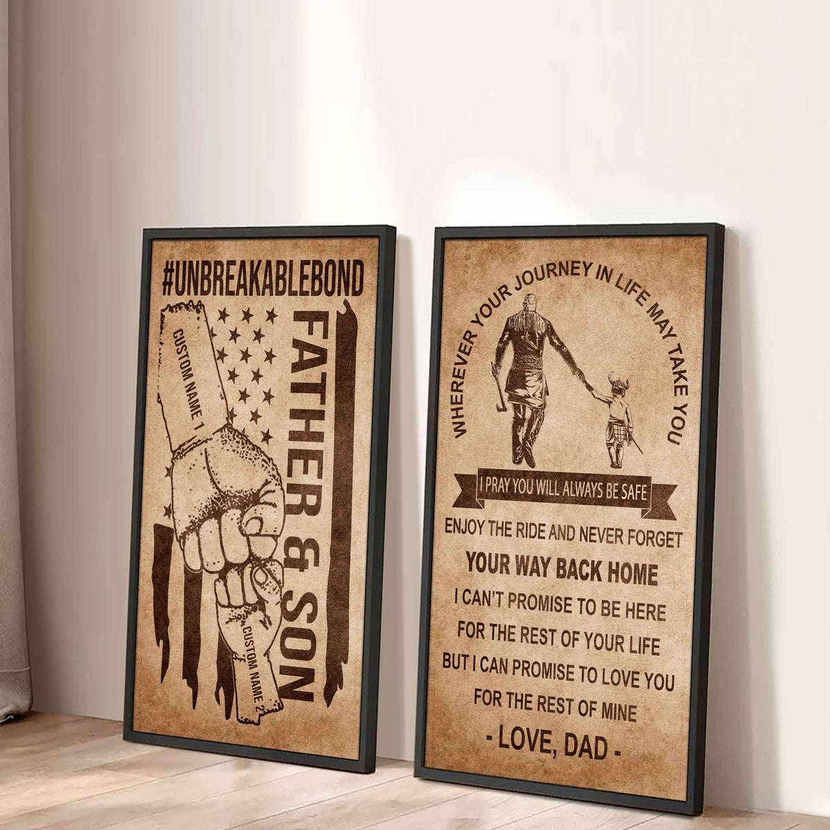 Father And Son Canvas Set To My Son Enjoy The Ride Never Forget Your Way Back Home