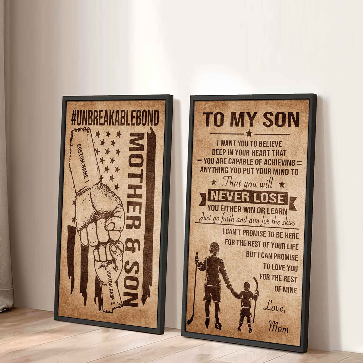 Unbreakable Bond Canvas Set Mother And Son You Will Never Lose You Either Win Or Learn