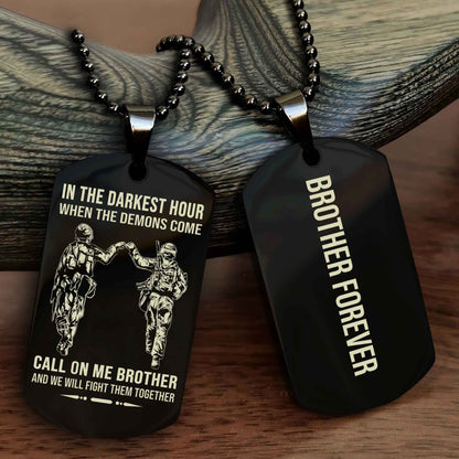 Knight Templar Customizable engraved black dog tag double sided gift from brother, brother forevers