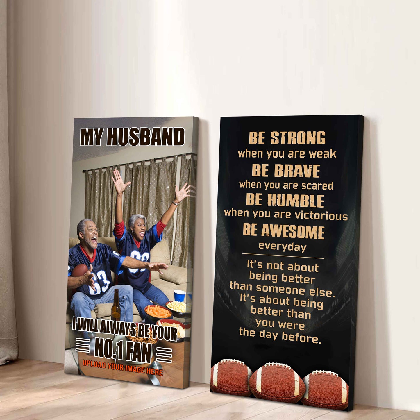 Old Sport Couple To My Husband Be Strong When You Are Weak Be Badass Everyday Set 2 Canvas Wall Art