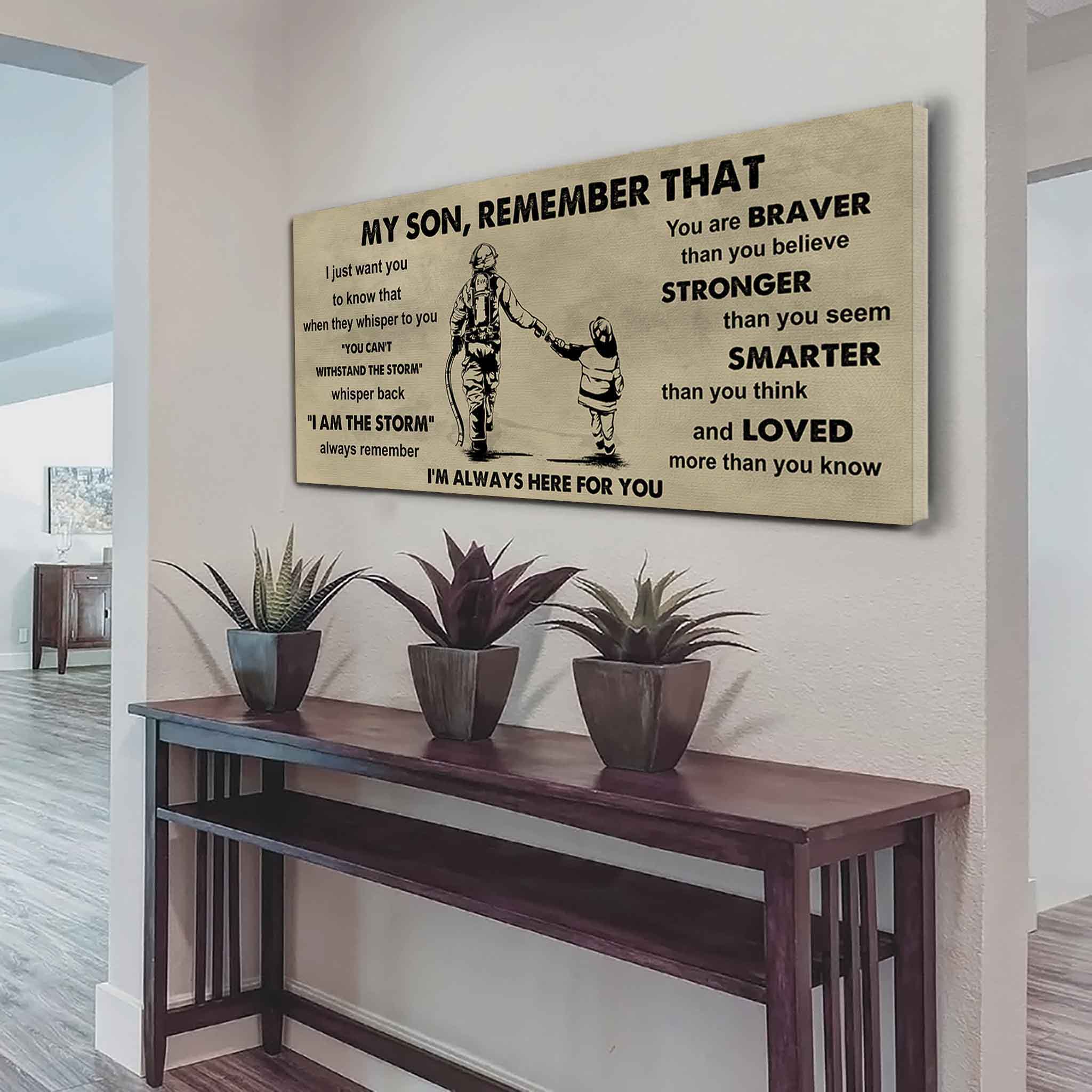Personalized Sport Poster Canvas -  My Son Remember That Whisper Back I Am The Storm