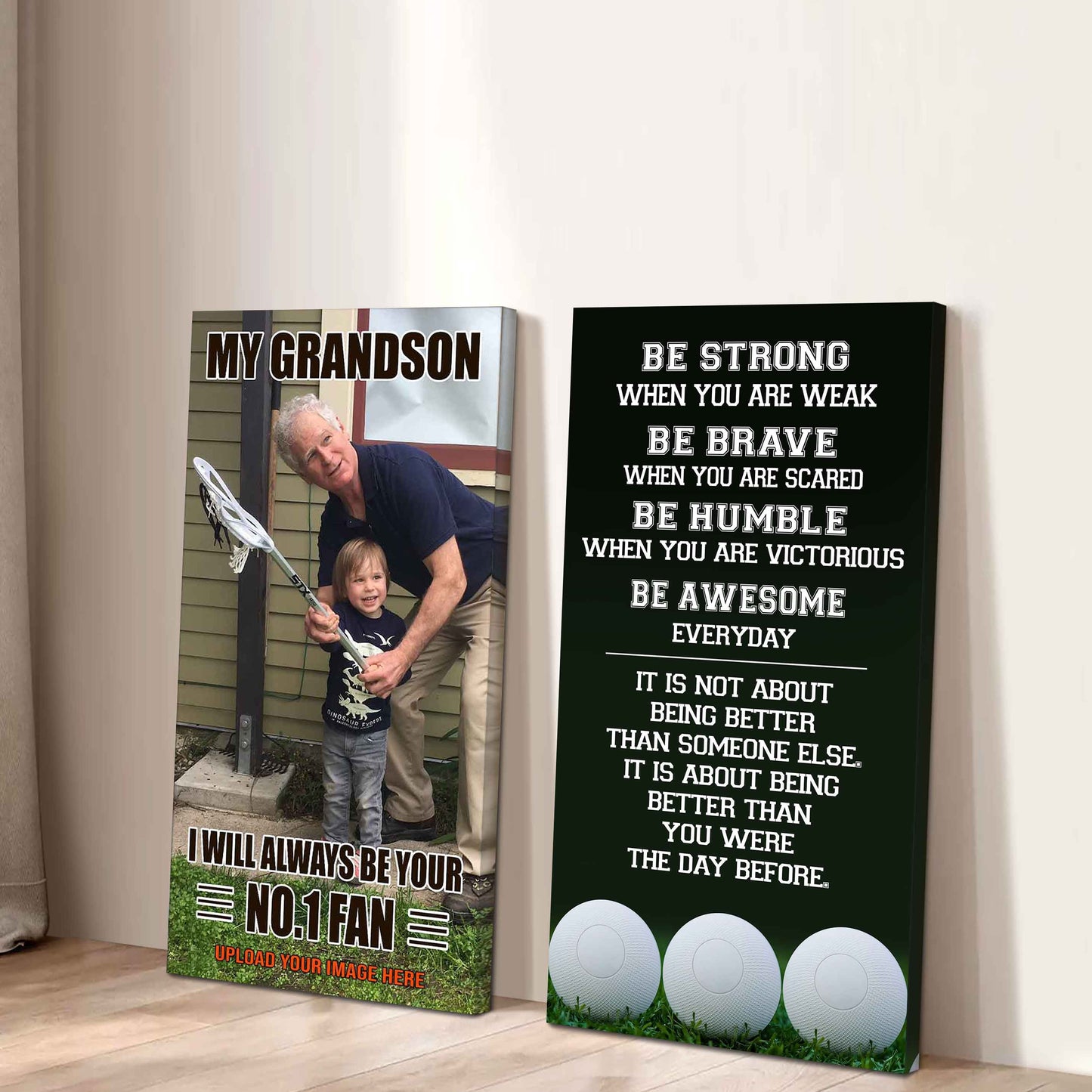 My Grandson Be Strong When You Are Weak Be Awesome Everyday Set 2 Canvas Wall Art From Grandpa To Grandson