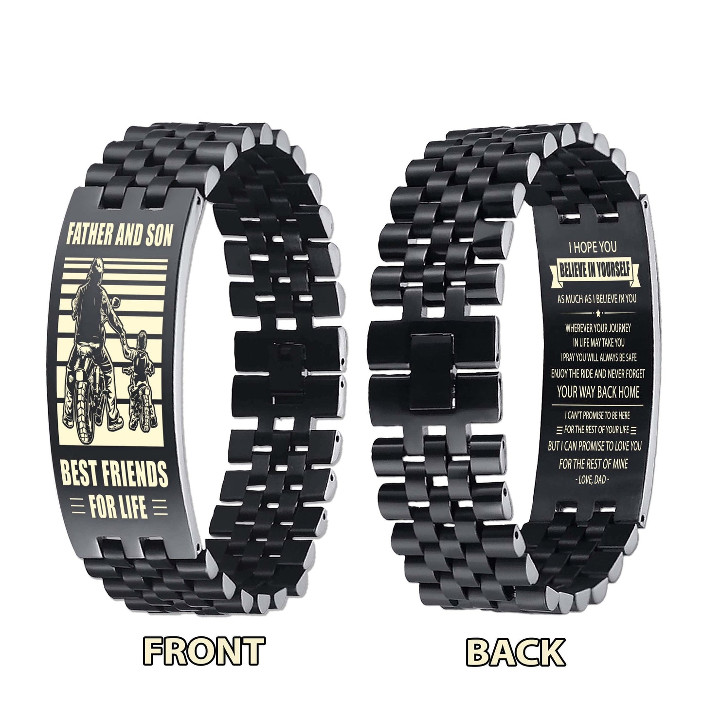Viking NVL Personalized Double Sided Bracelet Father And Son Best Friends For Life - Message on the back side