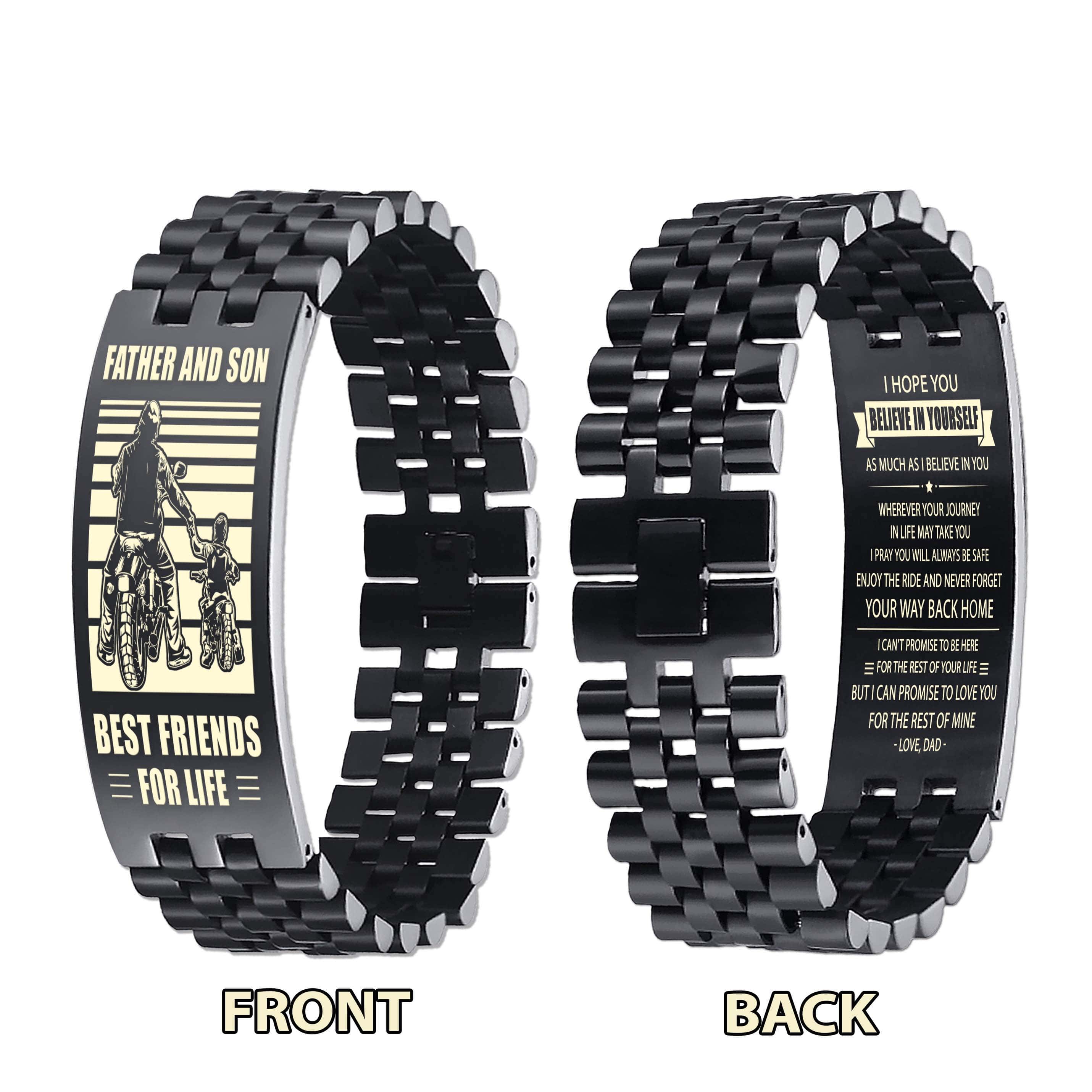 Viking WBH Personalized Double Sided Bracelet Father And Son Best Friends For Life - Message on the back side