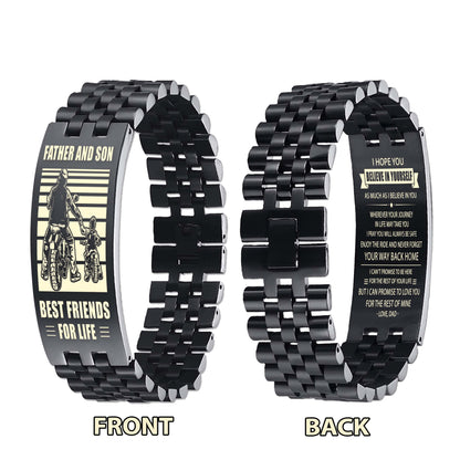 Viking WBH Personalized Double Sided Bracelet Father And Son Best Friends For Life - Message on the back side