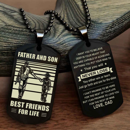 WD Personalized Double Side Dog Tag From Father To Son With Message On The Back Gift For Your Son