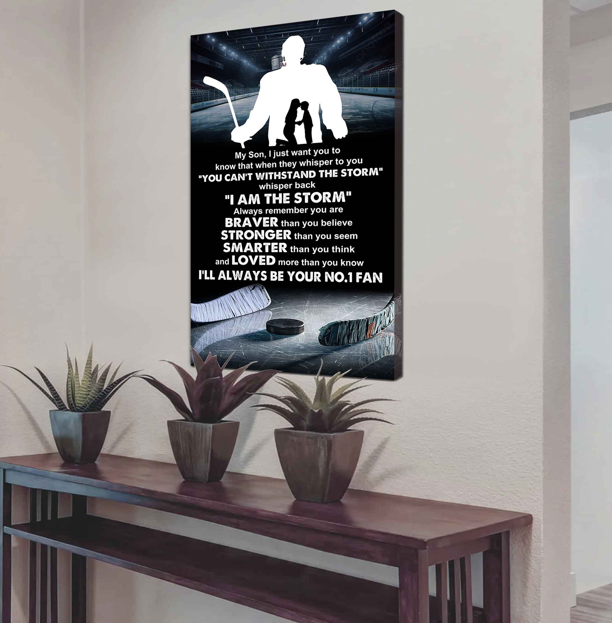 Sport Poster Canvas Mom To Son - Whisper Back I Am The Storm I Will Always Your No 1 Fan