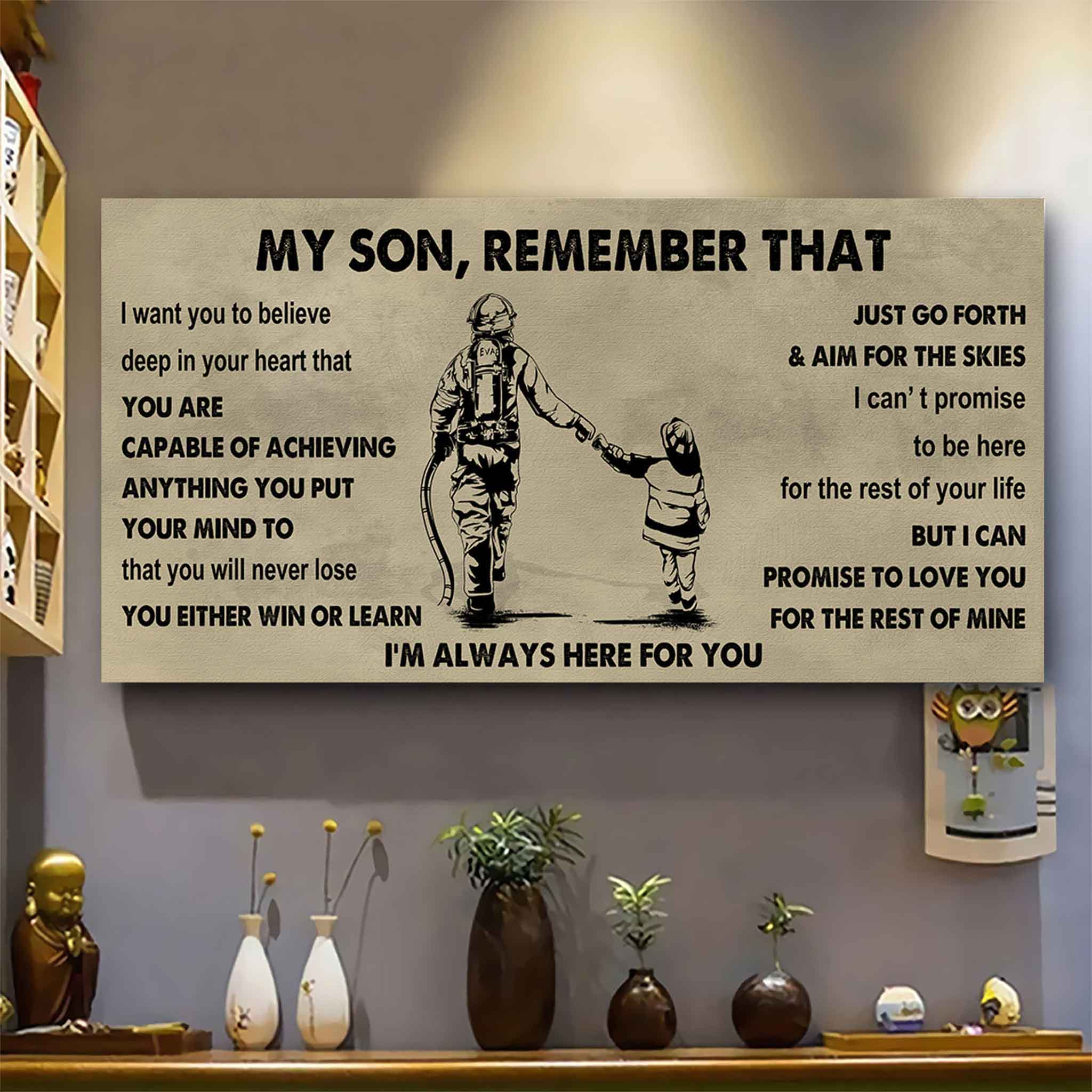 Personalized Sport Poster Canvas -  My Son Remember That You Will Never Lose You Either Win Or Learn