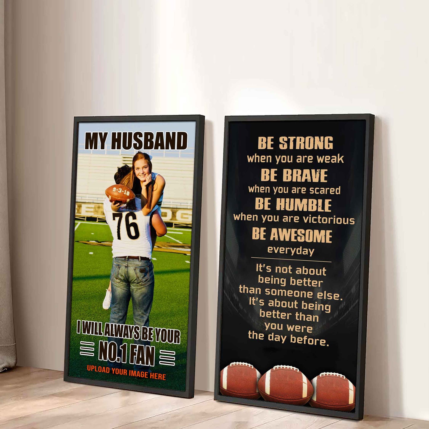 Young Sport Couple To My Husband Be Strong When You Are Weak Be Badass Everyday Set 2 Canvas Wall Art
