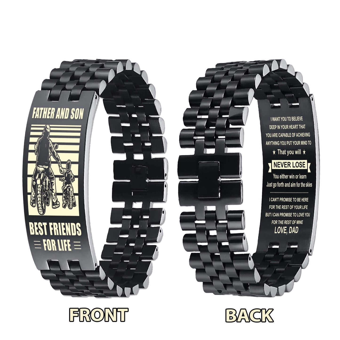Viking WBH Personalized Double Sided Bracelet Father And Son Best Friends For Life - Message on the back side
