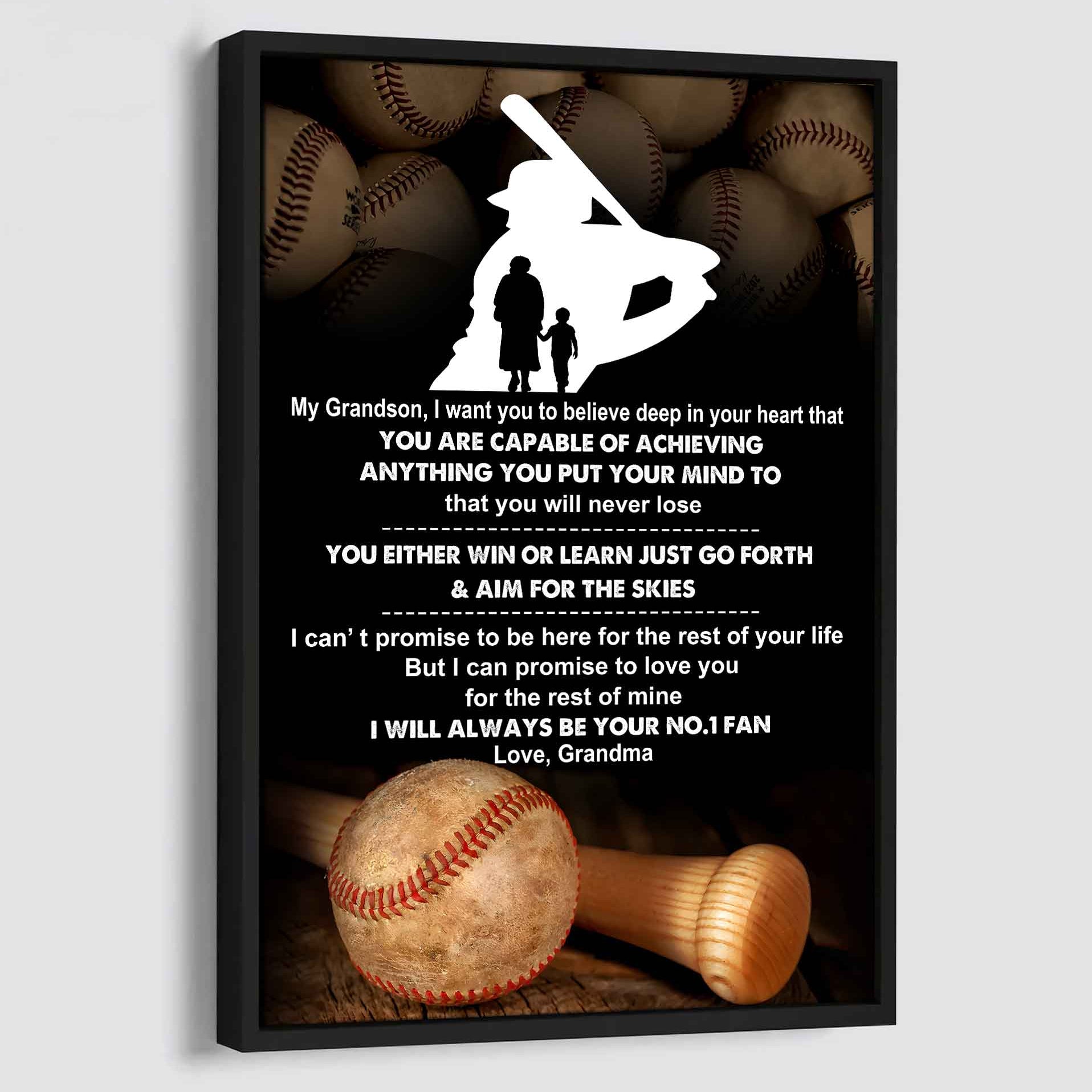 Hockey Poster Canvas Grandma To Grandson - That You Will Never Lose You Either Win Or Learn I Will Always Your No 1 Fan