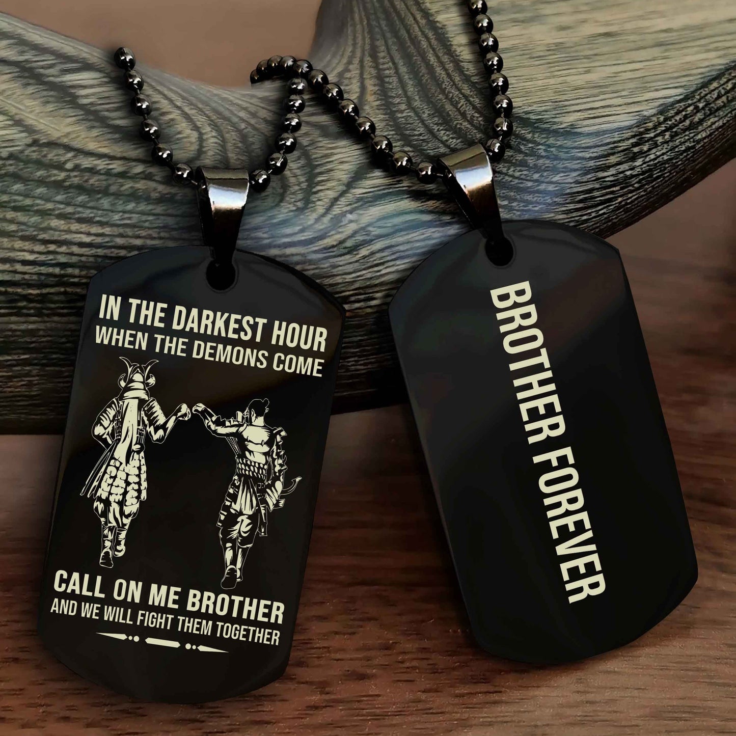 Biker Customizable engraved black dog tag double sided gift from brother, brother forevers
