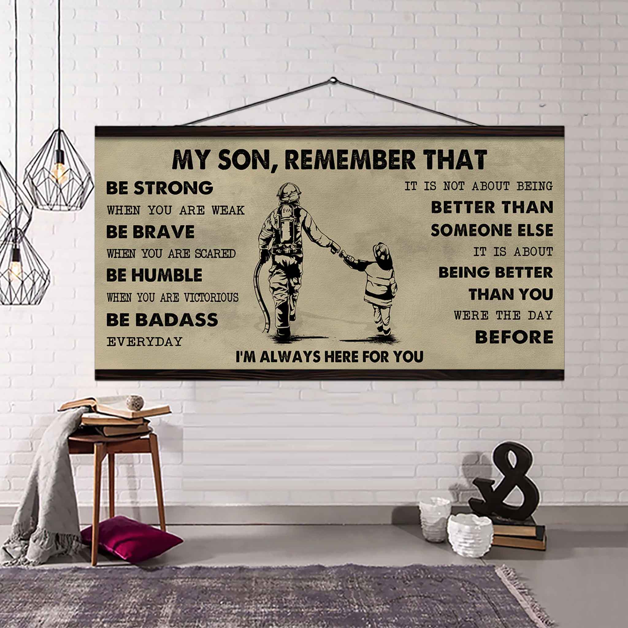 Personalized Sport Poster Canvas - My Son Remember That Be Strong When You Are Weak Be Badass Everyday