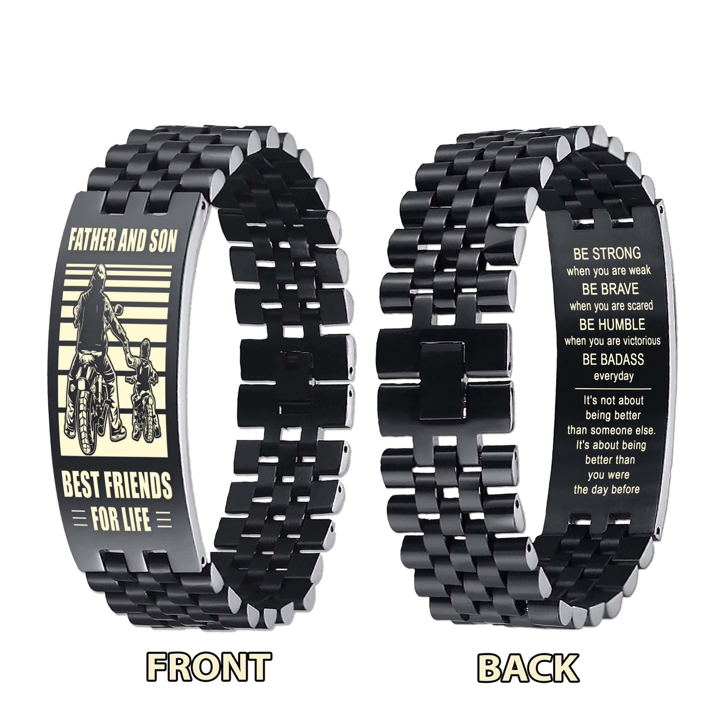 Viking NVL Personalized Double Sided Bracelet Father And Son Best Friends For Life - Message on the back side