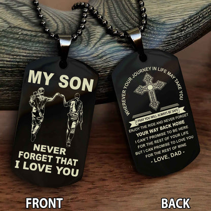 Special Version Double Side Dog Tag My Son Never Forget Your Way Back Home Cross Gift For You Son