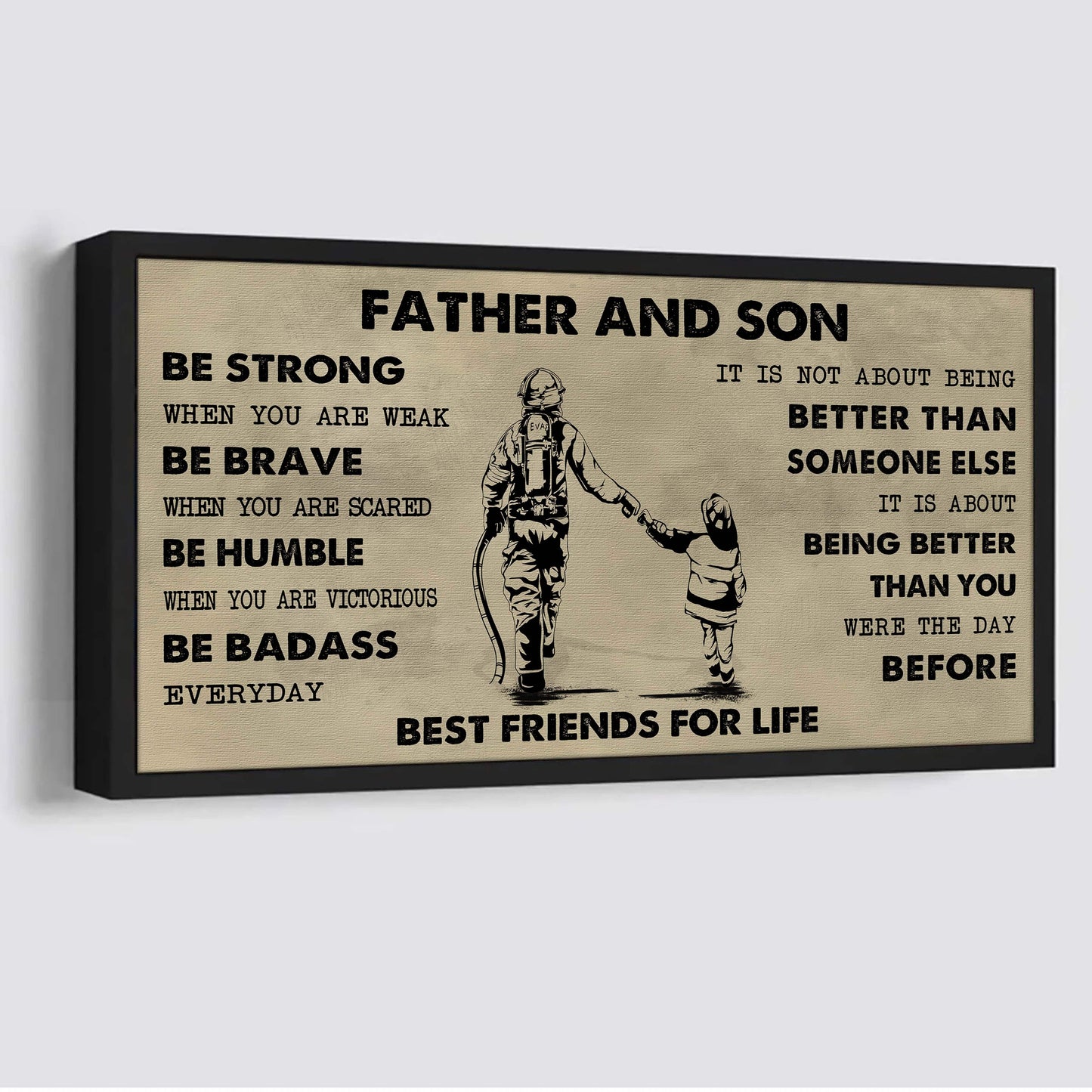 Biker Father And Daughter Best Friends For Life - Be Strong When You Are Weak Poster Canvas Gift For Son From Father