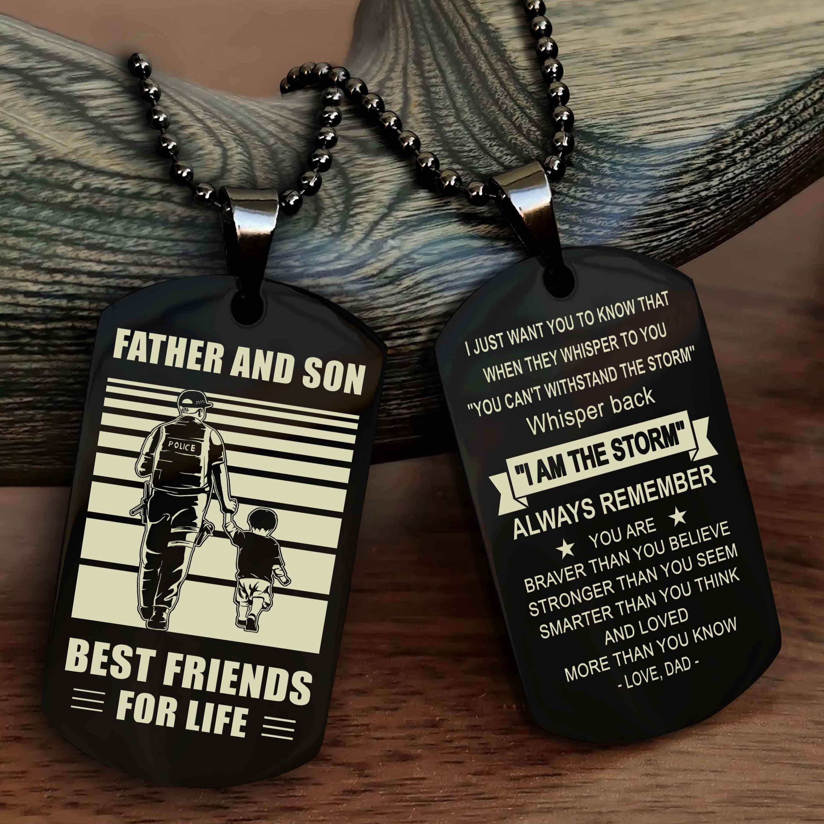 Cowboy Personalized Double Sided Dog Tag To My Son I Love You - Whisper Back I'm The Storm