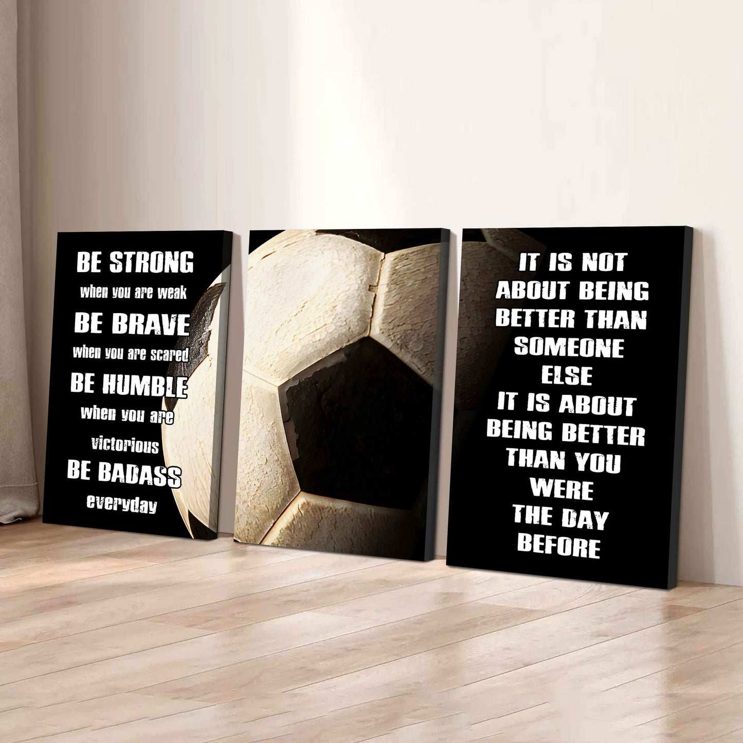 Combo 3 Sport Poster Canvas Be Strong When You Are Weak Be Badass Everyday It's About Being Better Than You Were The Day Before