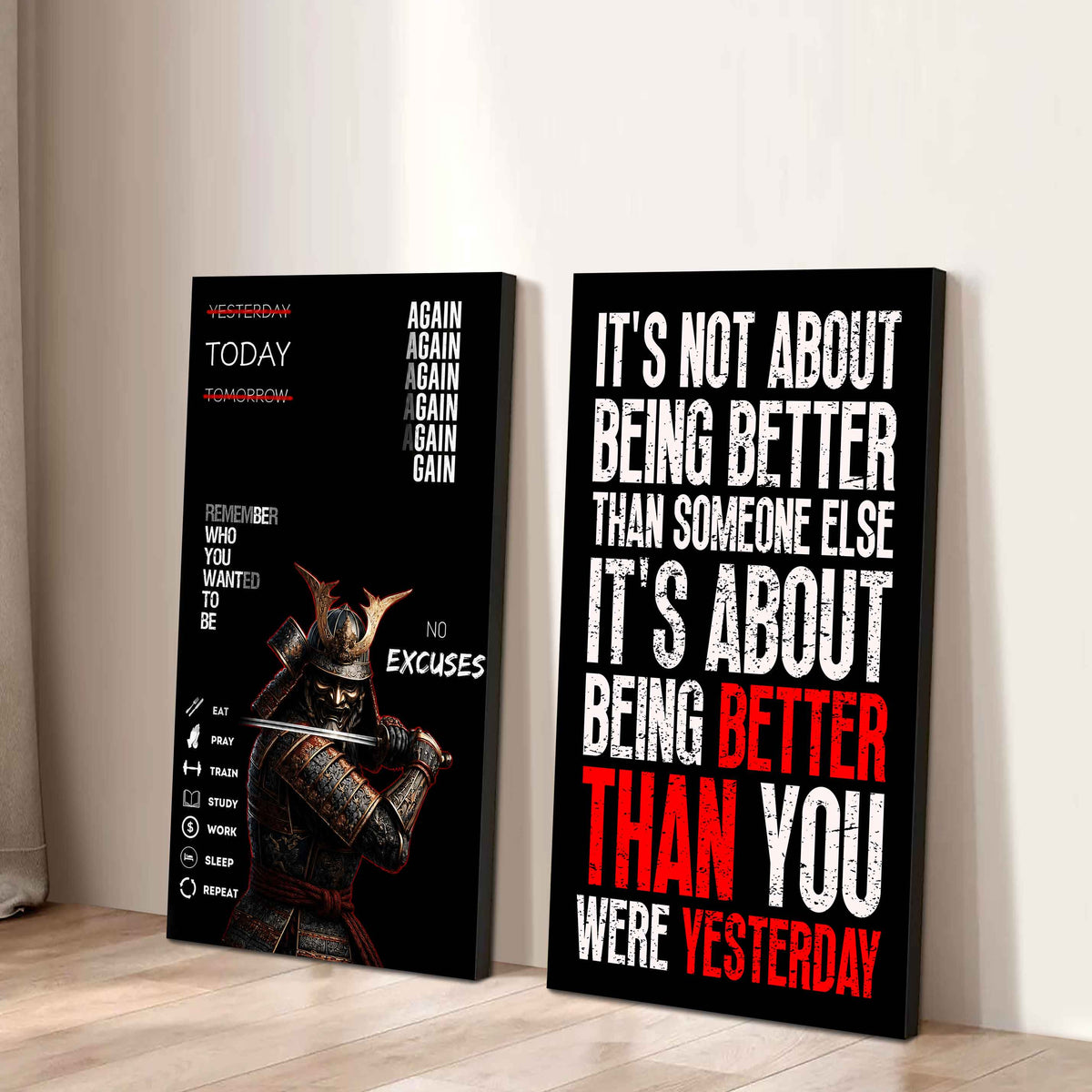 It's About Being Better Than You Were The Day Before Canvas Set Ready To Hang Gift For Your Son Your Friend