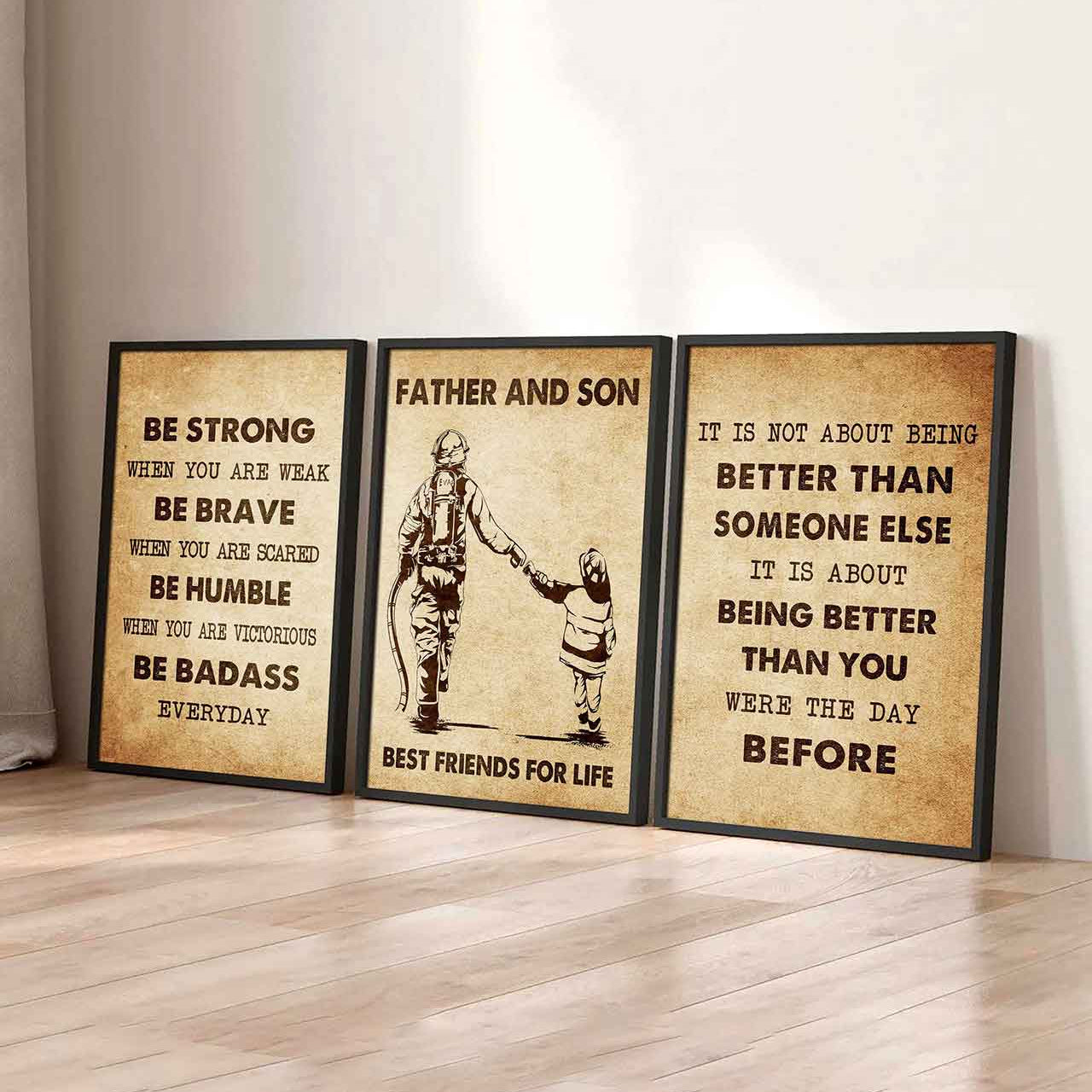 Combo 3 Biker Poster Canvas Be Strong When You Are Weak - It's Not About Being Better Than Someone Else It's About Being Better Than You Were The Day Before