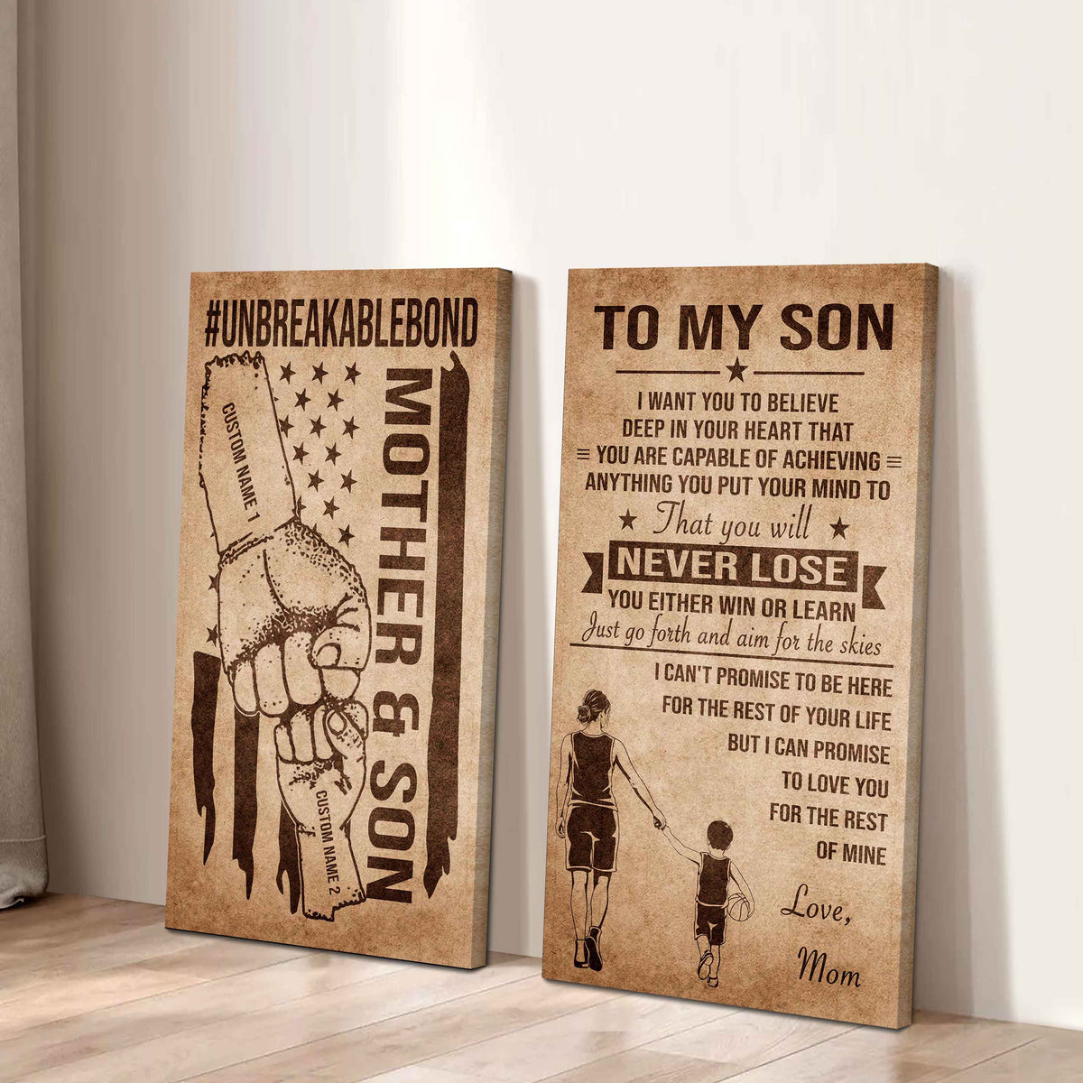 Unbreakable Bond Canvas Set Mother And Son You Will Never Lose You Either Win Or Learn