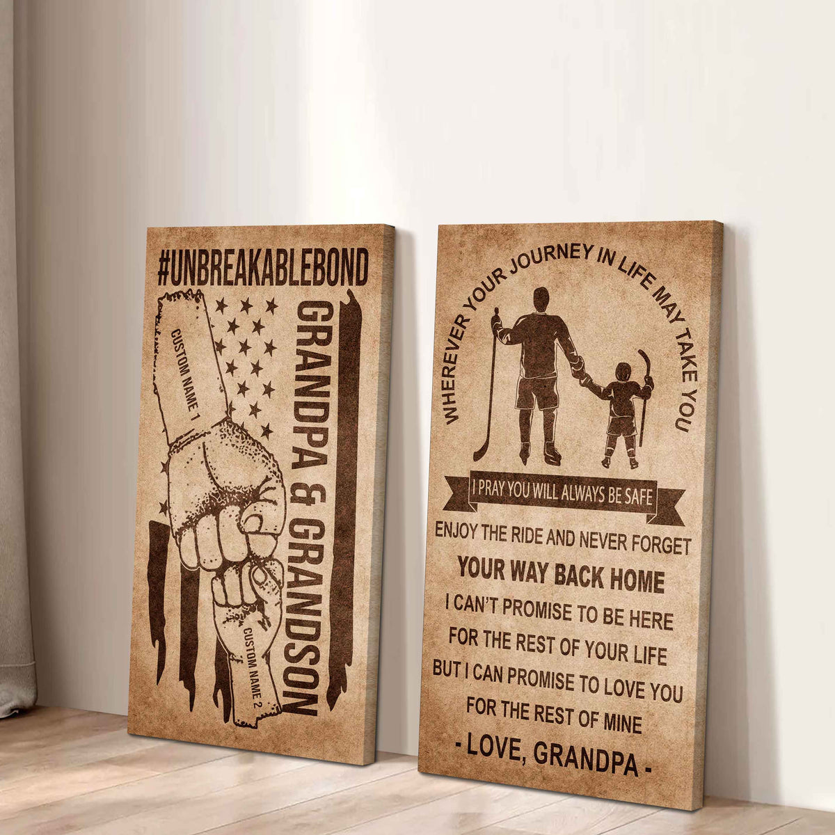 Unbreakable Bond Canvas Set Grandpa And Grandson Never Forget Your Way Back Home I Love You For The Rest Of Mine