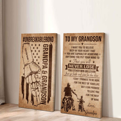 Unbreakable Bond Canvas Set Grandpa And Grandson Your Will Never Lose You Either Win Or Learn Gift For Your Grandson