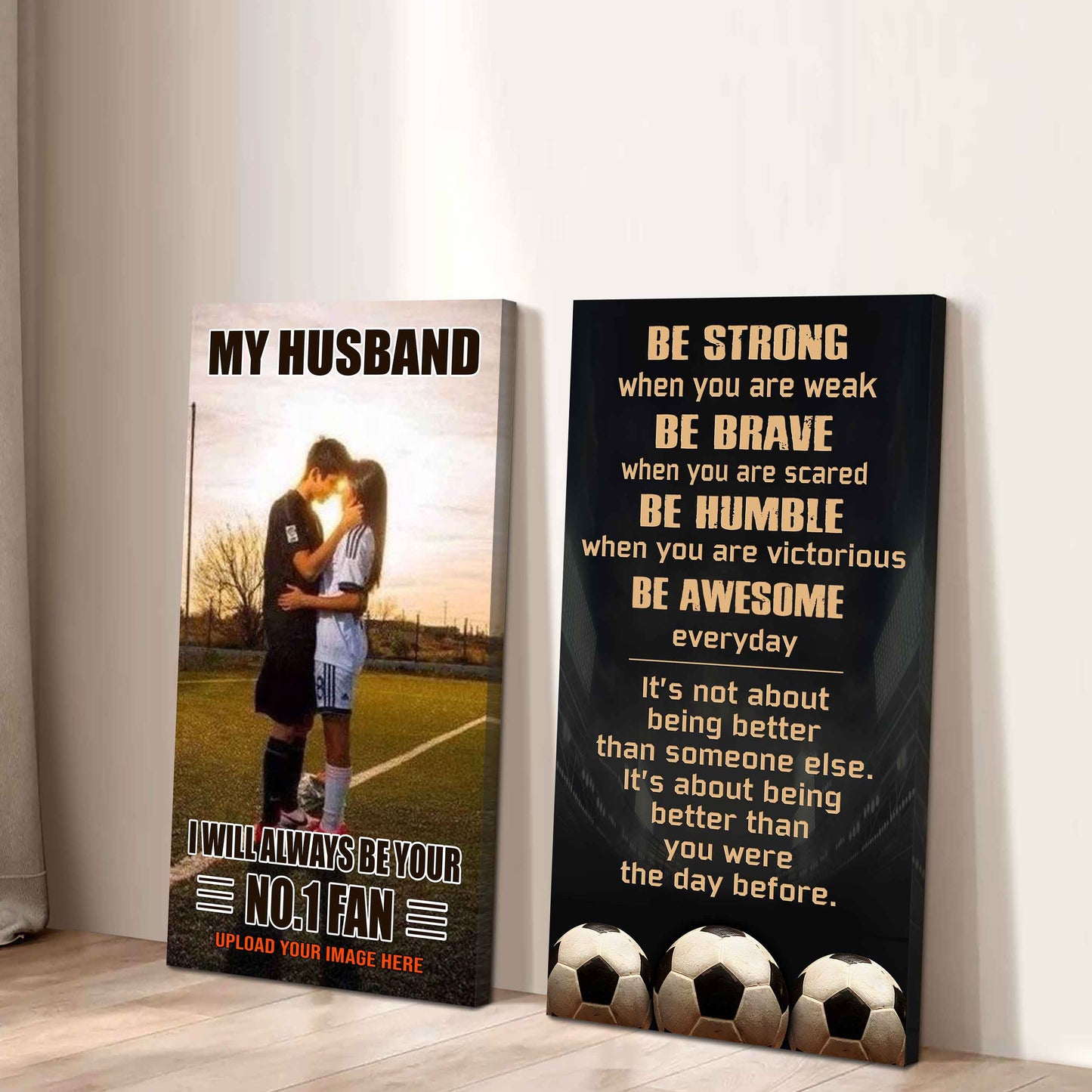 Young Sport Couple To My Husband Be Strong When You Are Weak Be Badass Everyday Set 2 Canvas Wall Art