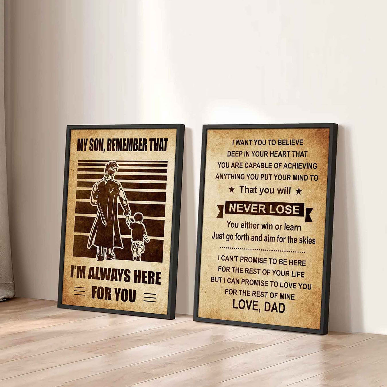 Combo 2 Sport Poster Canvas My Son Remember That - You Will Never Lose You Either Win Or Learn