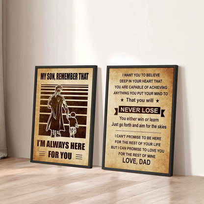 Combo 2 Sport Poster Canvas My Son Remember That - You Will Never Lose You Either Win Or Learn