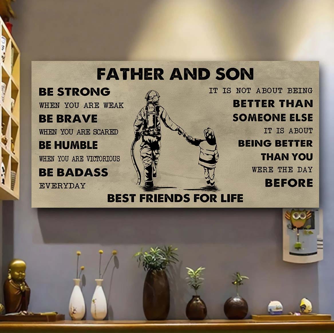 Biker Father And Daughter Best Friends For Life - Be Strong When You Are Weak Poster Canvas Gift For Son From Father