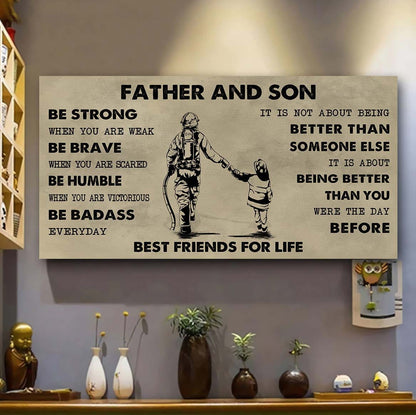 Biker Father And Daughter Best Friends For Life - Be Strong When You Are Weak Poster Canvas Gift For Son From Father