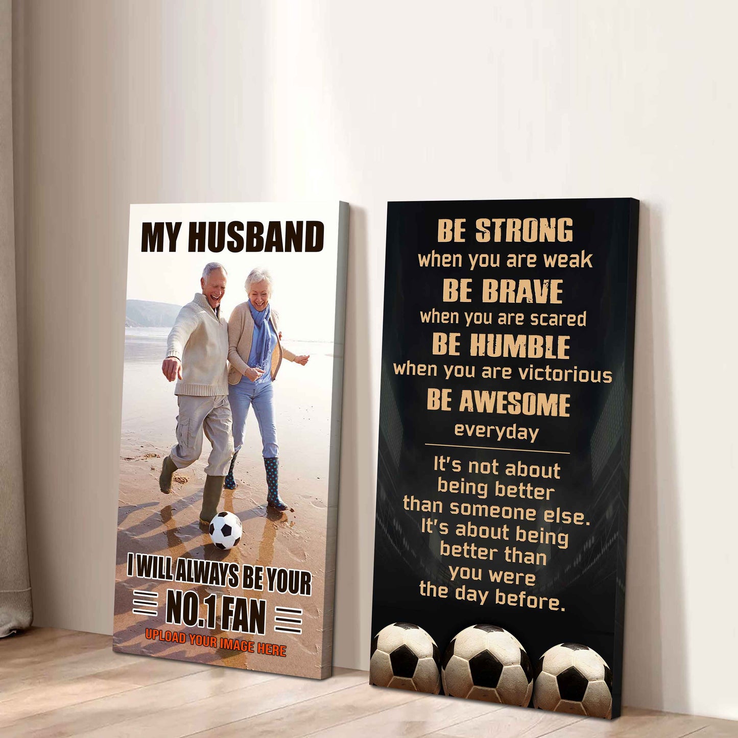 Old Sport Couple To My Husband Be Strong When You Are Weak Be Badass Everyday Set 2 Canvas Wall Art