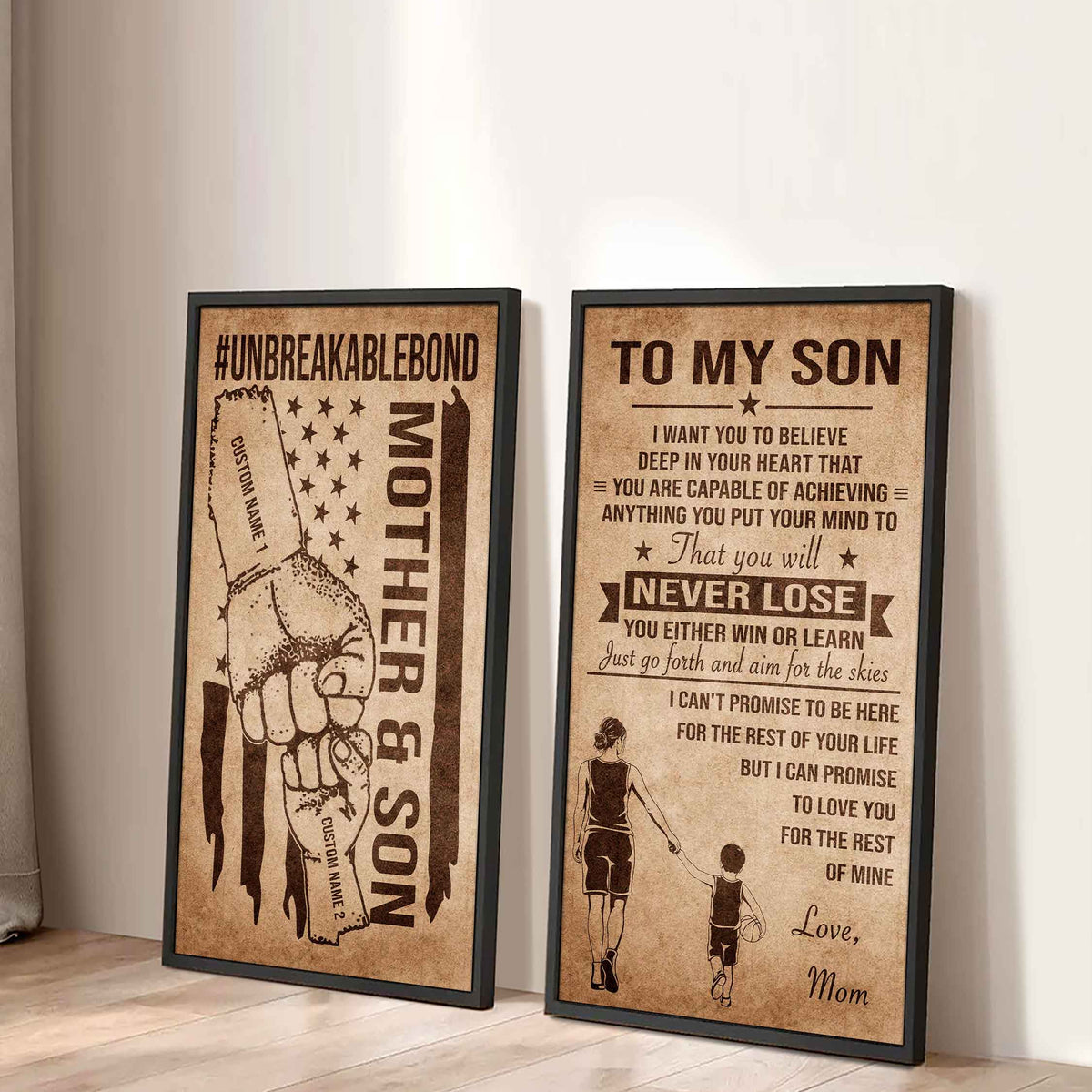 Unbreakable Bond Canvas Set Mother And Son You Will Never Lose You Either Win Or Learn