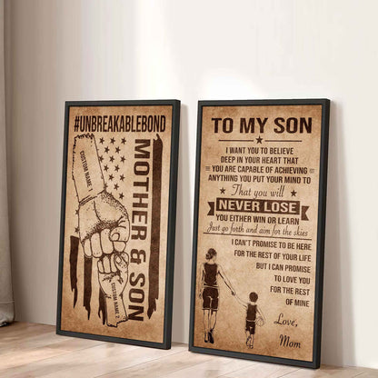 Unbreakable Bond Canvas Set Mother And Son You Will Never Lose You Either Win Or Learn