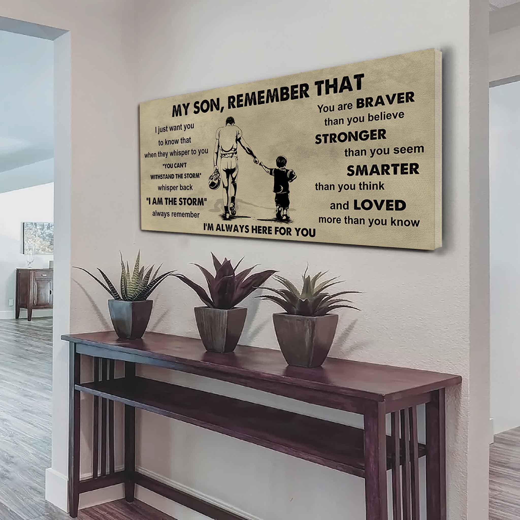 Personalized Sport Poster Canvas -  My Son Remember That Whisper Back I Am The Storm