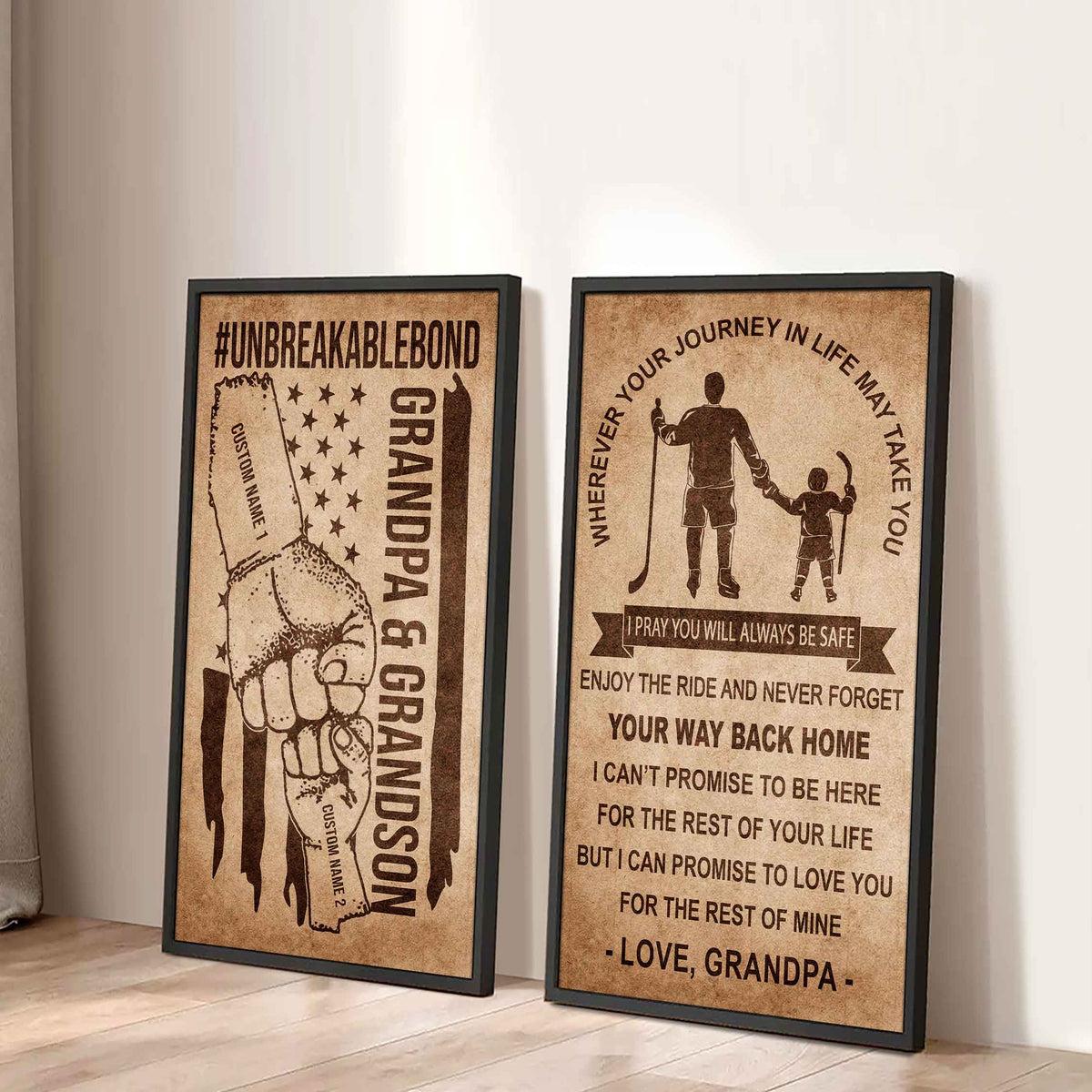Unbreakable Bond Canvas Set Grandpa And Grandson Never Forget Your Way Back Home I Love You For The Rest Of Mine