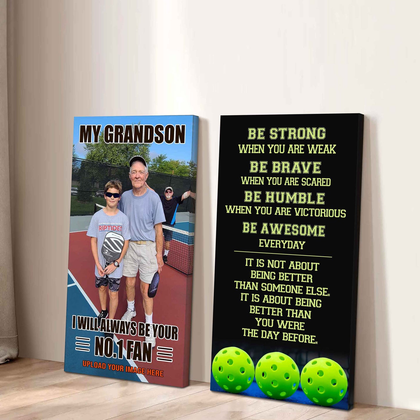 My Grandson Be Strong When You Are Weak Be Awesome Everyday Set 2 Canvas Wall Art From Grandpa To Grandson