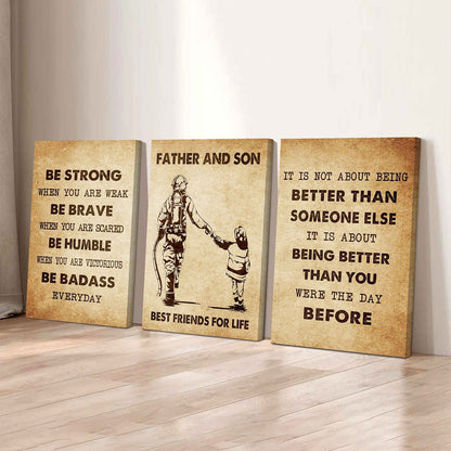 Combo 3 Biker Poster Canvas Be Strong When You Are Weak - It's Not About Being Better Than Someone Else It's About Being Better Than You Were The Day Before
