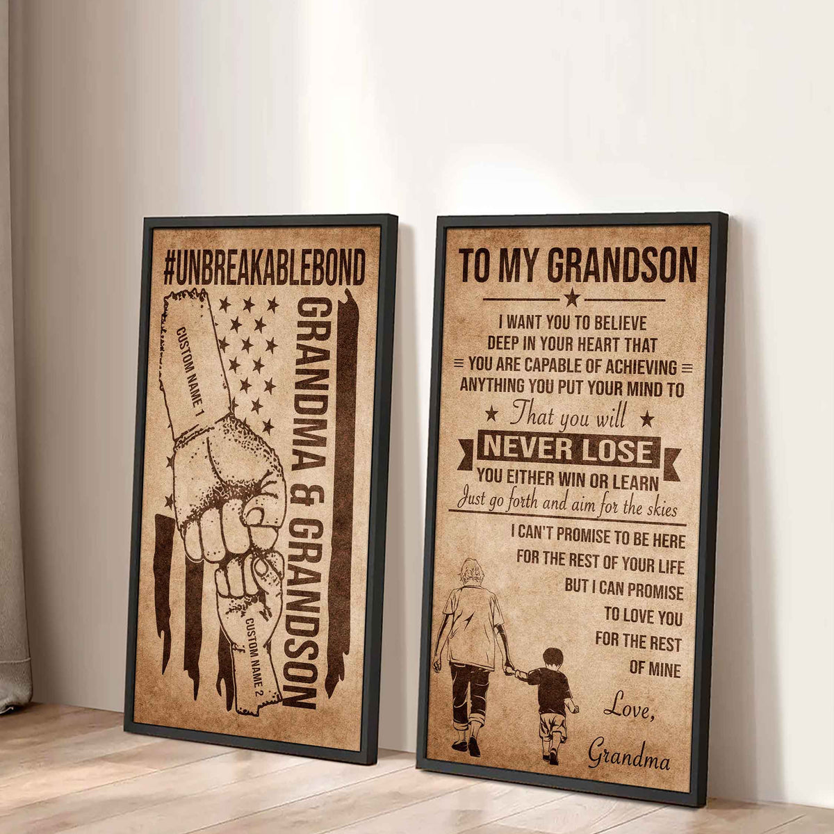 Unbreakable Bond Canvas Set Grandma And Grandson You Will Never Lose You Either Win Or Learn