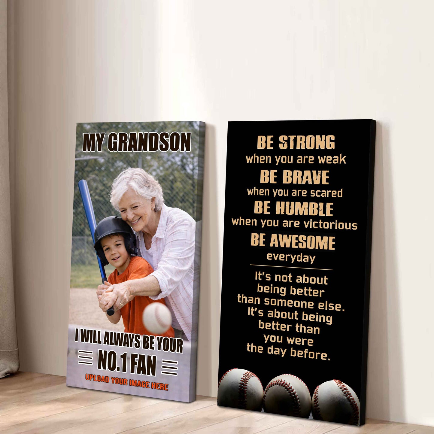 My Grandson Be Strong When You Are Weak Be Badass Everyday Set 2 Canvas Wall Art From Grandma To Grandson