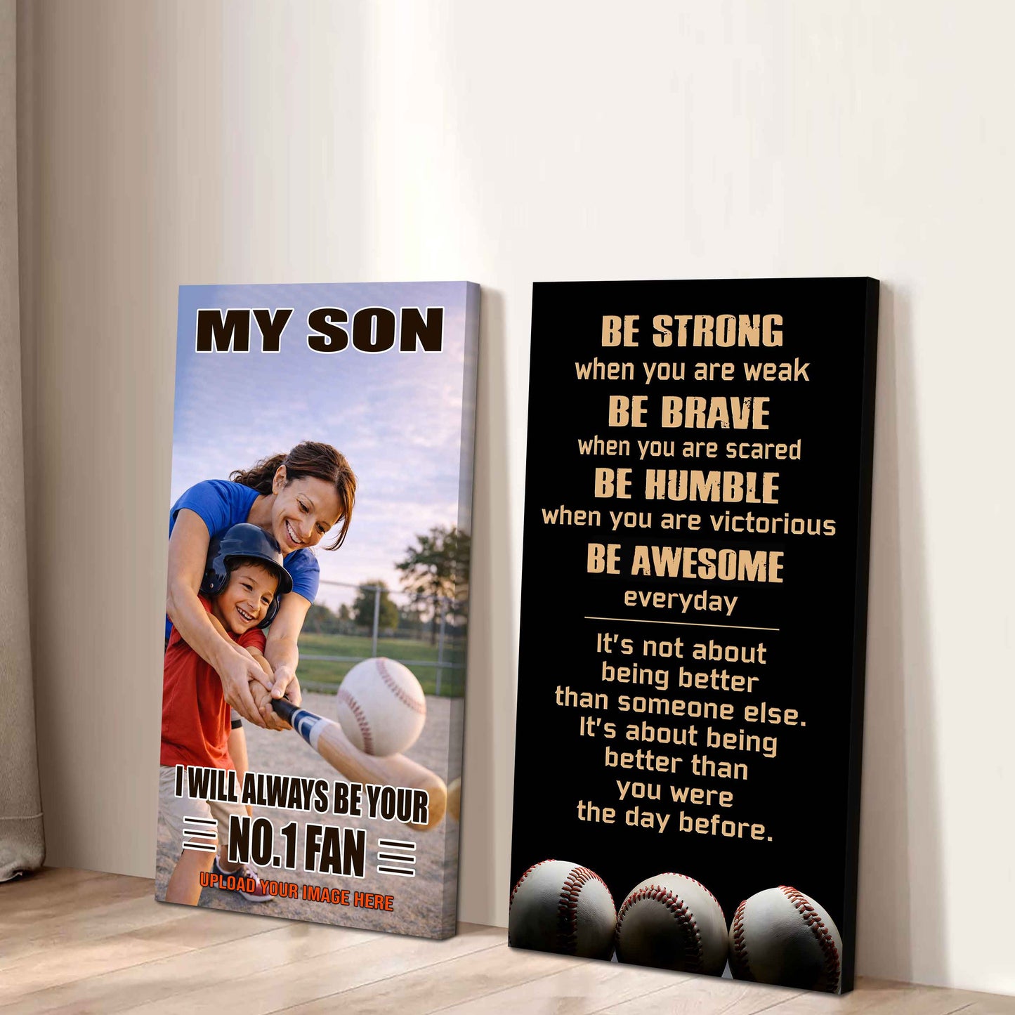 My Son Be Strong When You Are Weak Be Awesome Everyday Set 2 Canvas Wall Art From Mom To Son